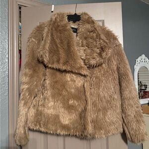 Chic Faux Fur Teddy Jacket - Brown